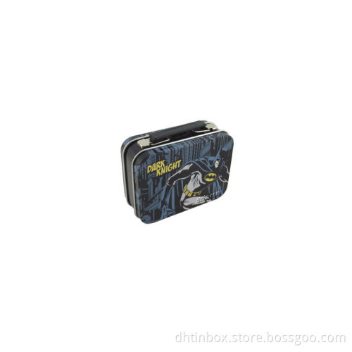 tin box with handle, metal box with latch, hinged box with lock